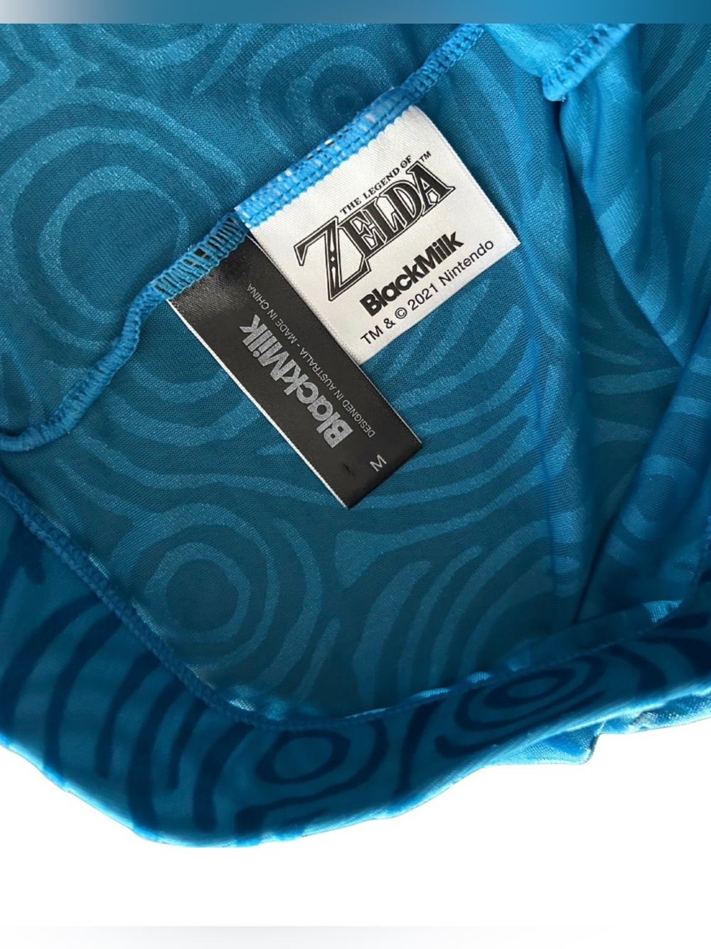 BlackMilk Zelda Burnout Velvet Sheikah Slate High Waist Leggings | Teal/Blue | M - Picture 3 of 4